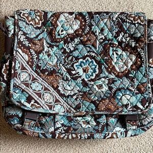 Vera Bradley Brown and Blue Floral Laptop Bag